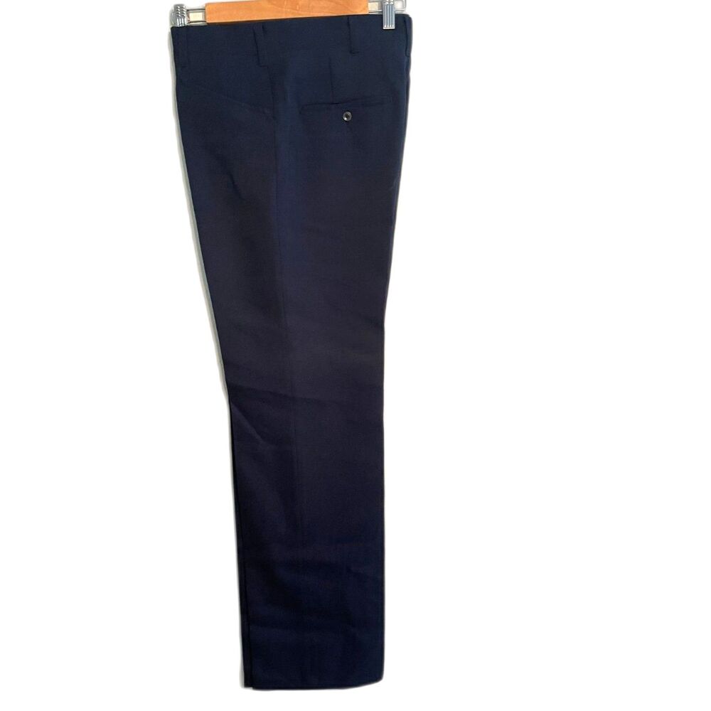 Vintage 70s Magic Stretch Haggar Flat Front Blue Slacks Dress Pants SZ 34 Cowboy